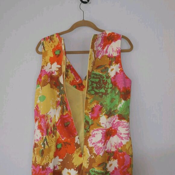 Talbots Women's Sheath Dress 12 Abstract Floral Sleeveless Lined Side Zipper EUC - Picture 6 of 7